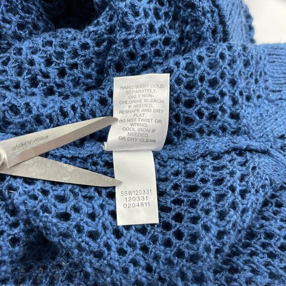 J Jill Blue Linen Cotton Mesh Top Oversized Women’s XS coastal beach cover up - Picture 9 of 11